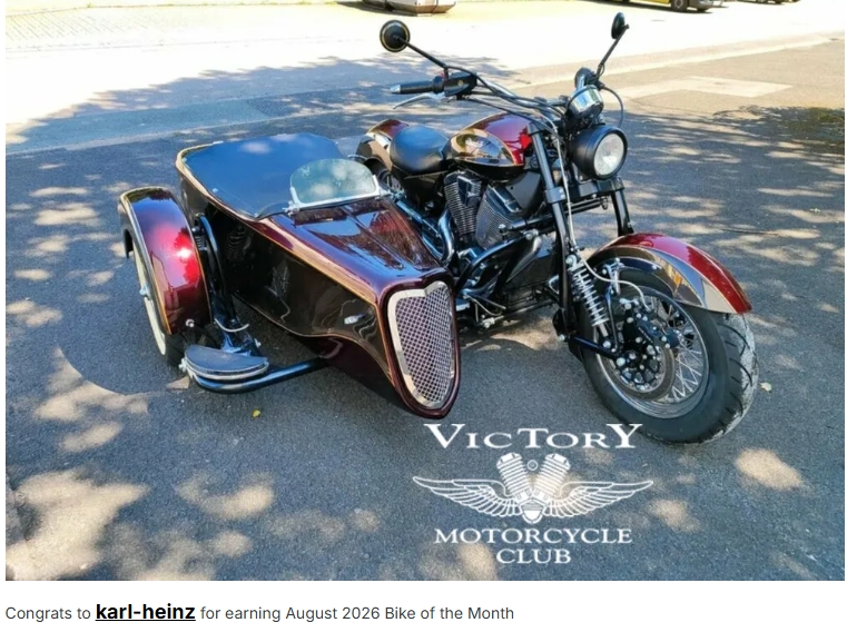 Congrats to karl-heinz for earning August 2026 Bike of the Month